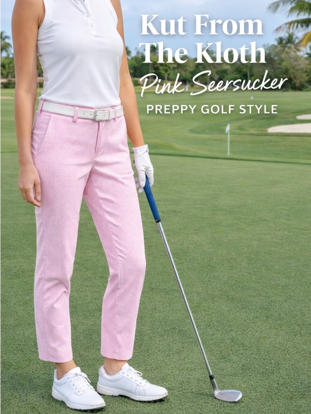 Kut From The Kloth Pink Seersucker Pants Slim Ankle Preppy Spring Summer Size 6